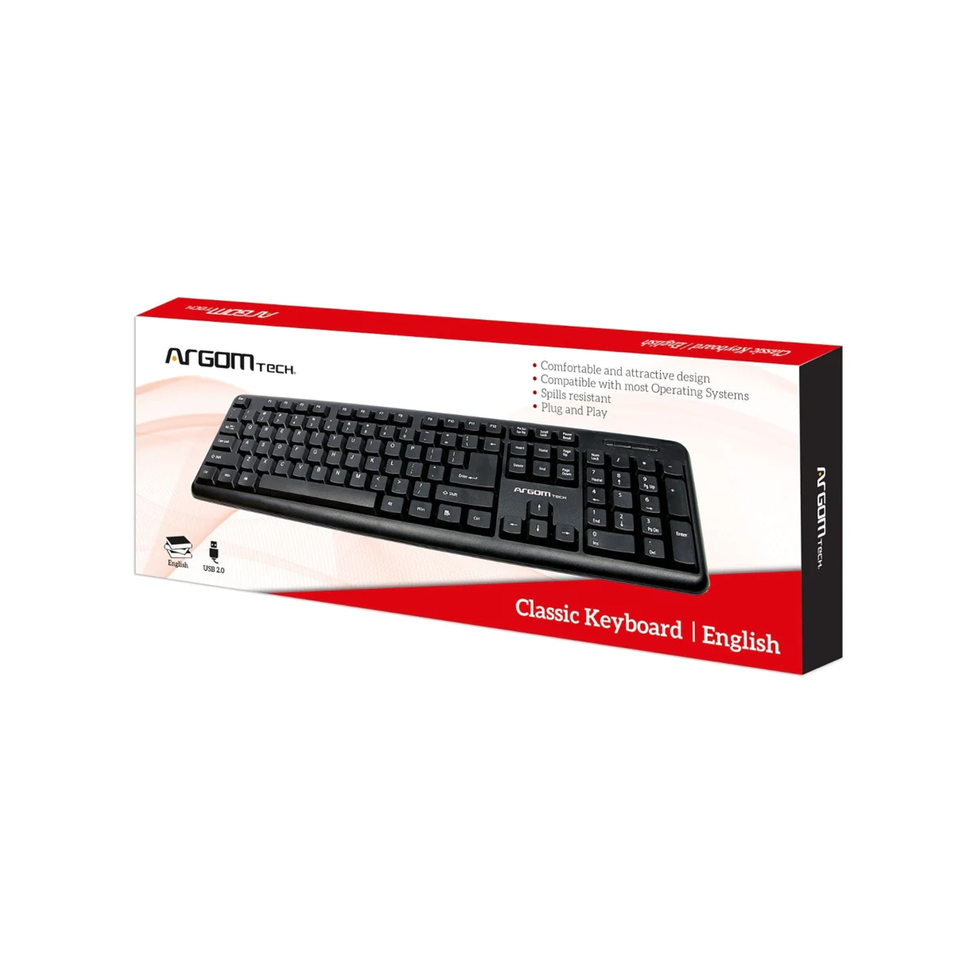 Teclado Satandard KB-7424 membrana USB ingles color negro Marca: Argom ARG-KB-7424