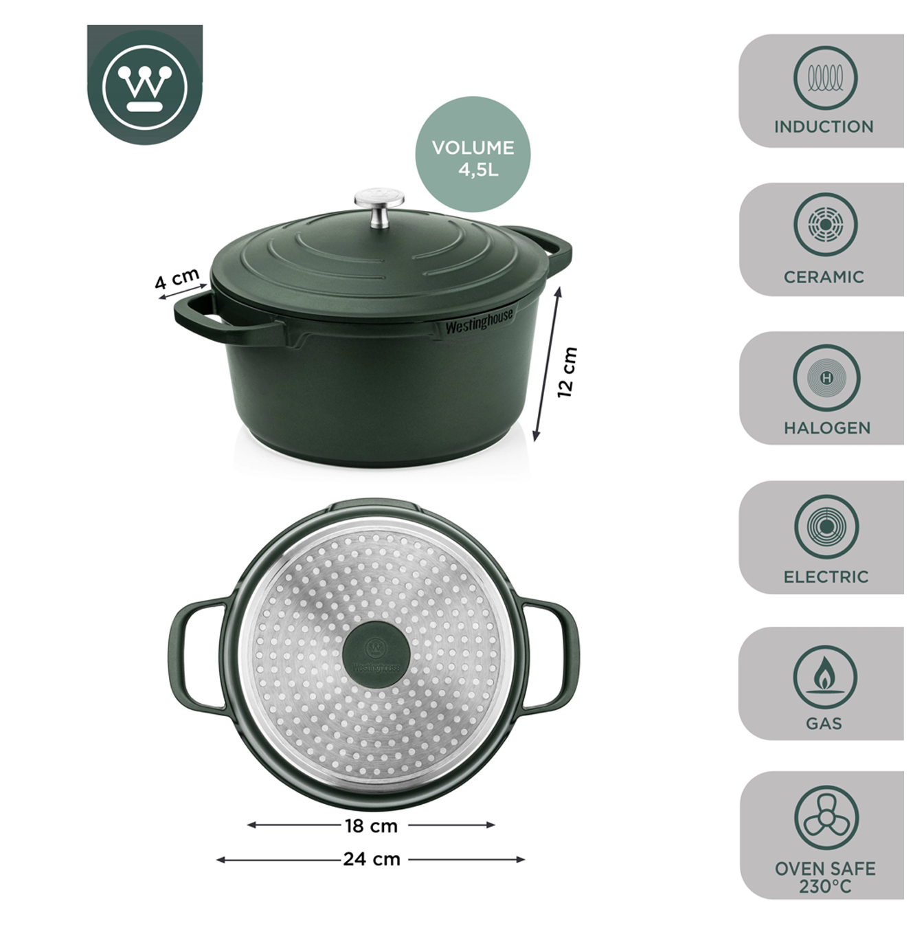 Cacerola Performance verde 28cm WCCC0095028SG Marca: Westinghouse