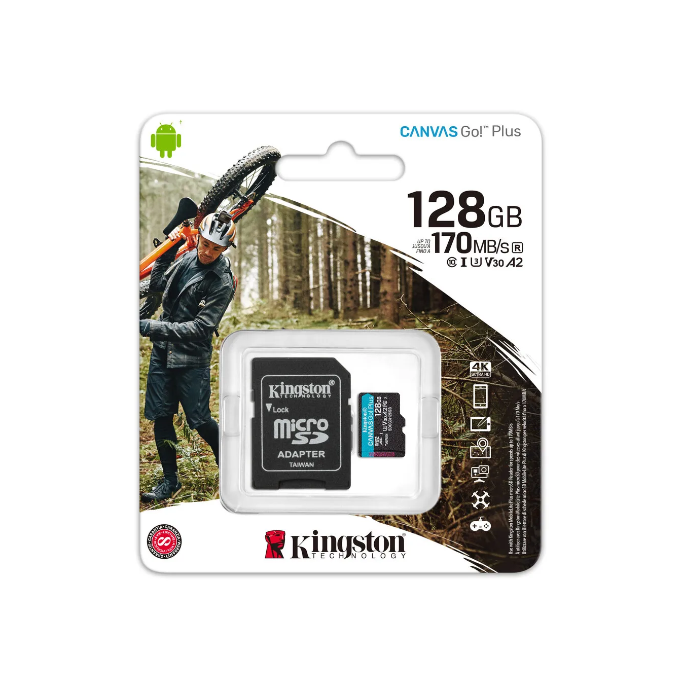 Memoria Micro SD 128GB CANVAS GO Plus 170R SDCG3/128GB Marca: Kingston