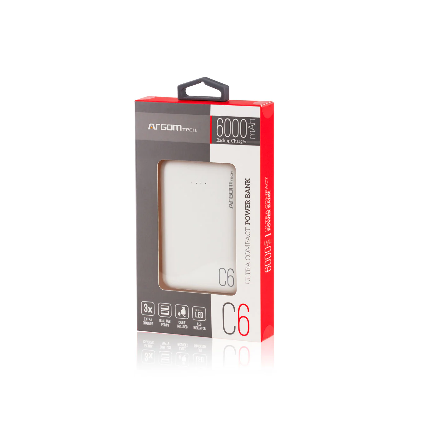 Power Bank C6 6000MAH WHITE ARG-PB-1136WT Marca: Argom