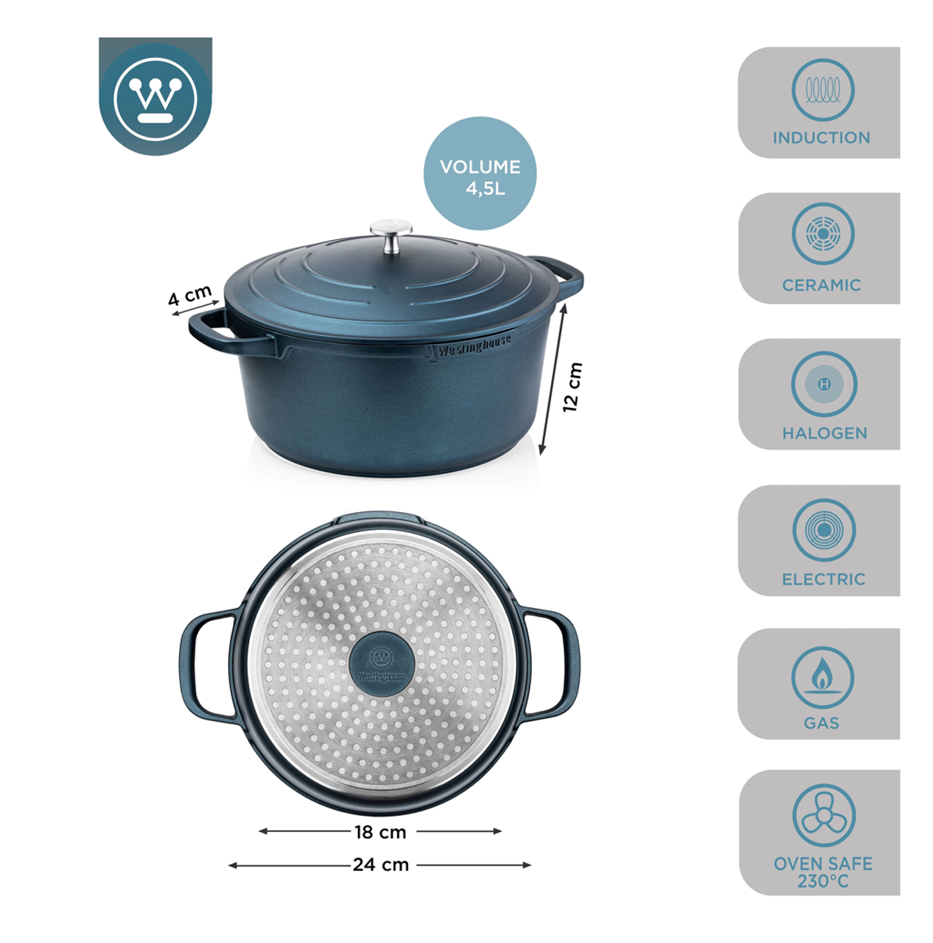 Cacerola Performance azul 28cm WCCC0095028BL Marca: Westinghouse