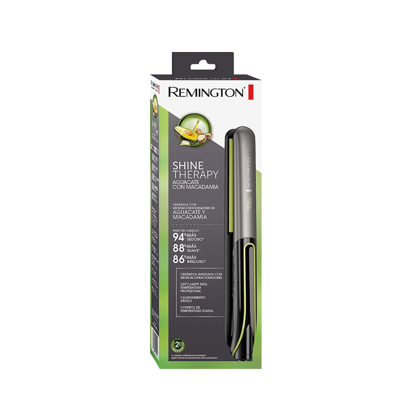 Plancha de cabello terapia aguacate placa delgada S12A (110) F Marca: Remington