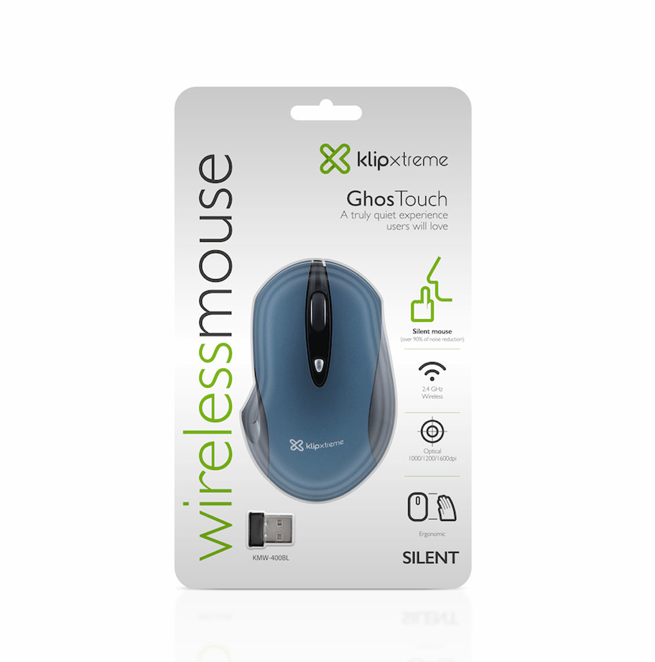 Mouse inalámbrico ergonómico GhosTouch KMW-400 Marca: Klip Xtreme