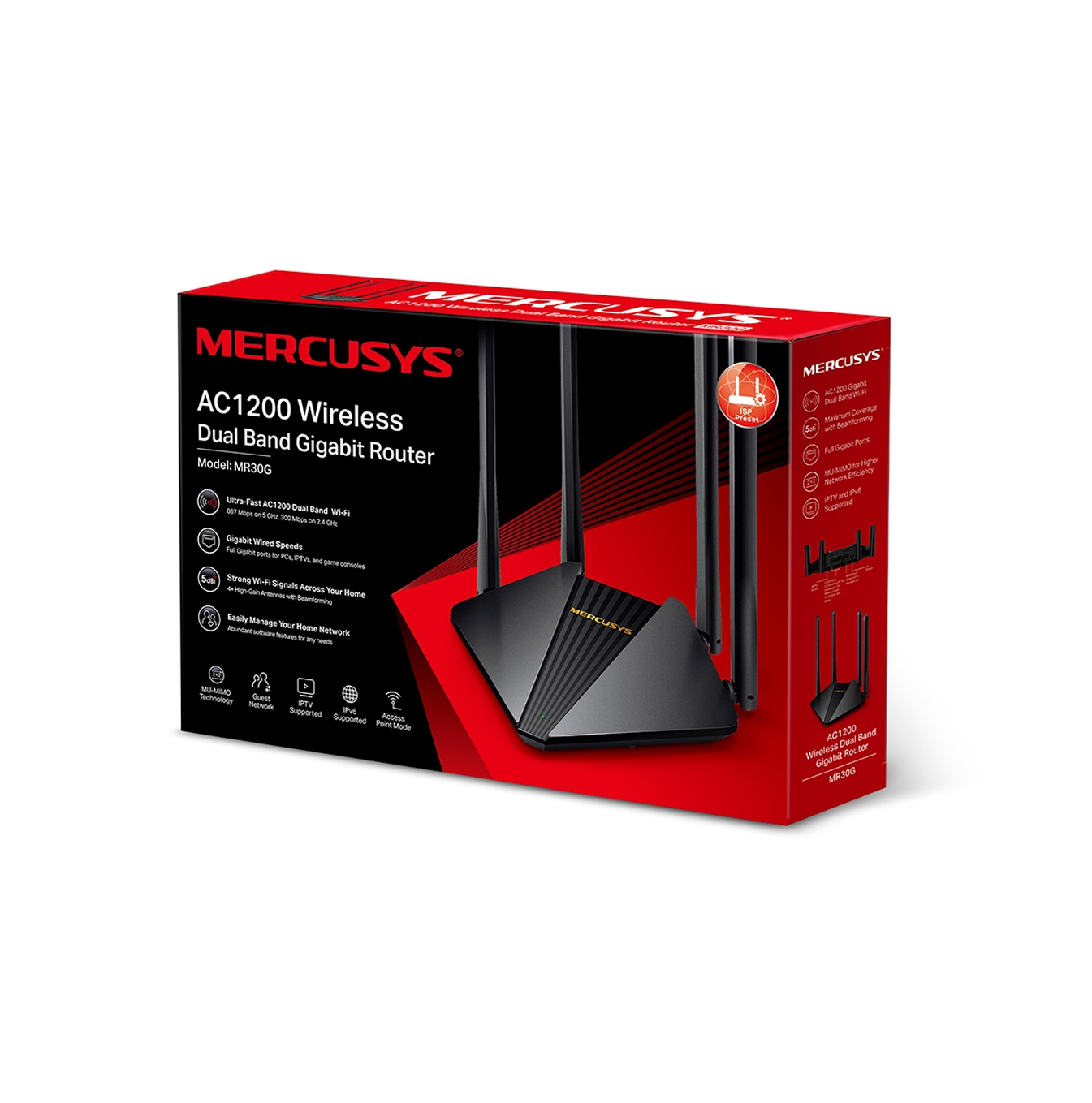 Router Mercusys MR30G inalámbrico AC1200 dual band gigabit Marca: TP-Link (Mercusys)