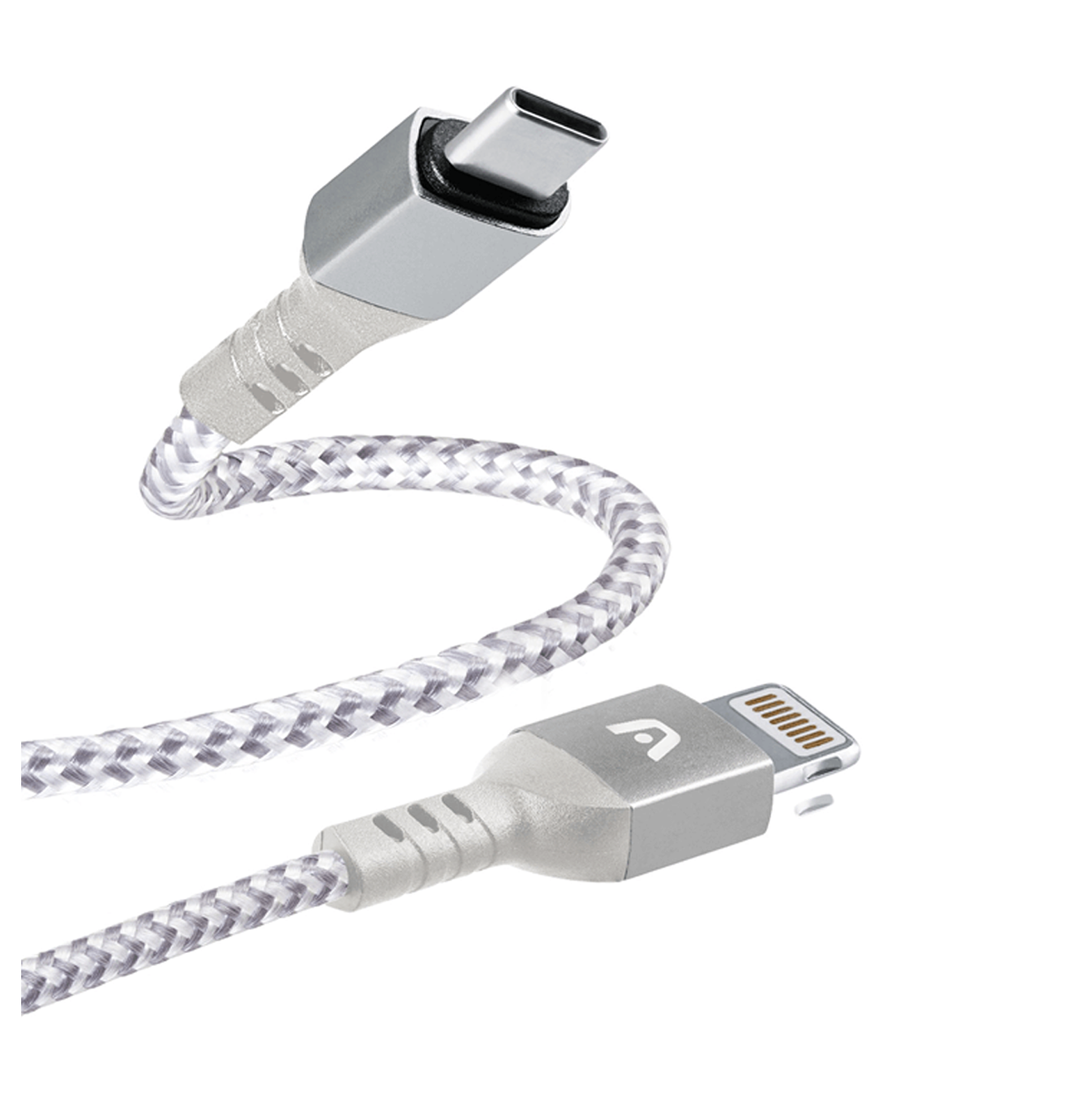 Cable dura forma fast charge TYPE-C Iphone Nylon Braided 1.8m/6FT color blanco Marca: Argom