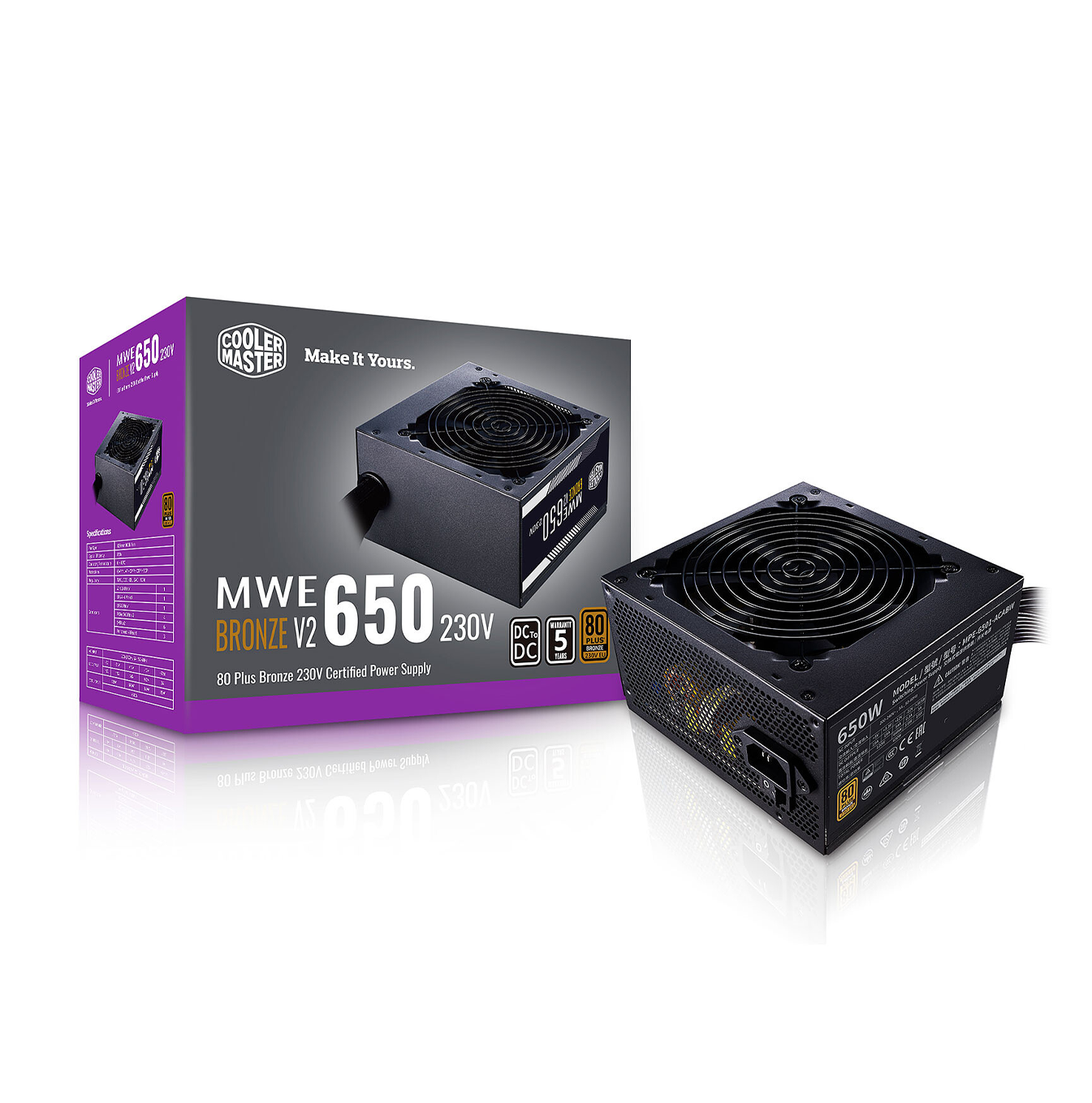 Fuente de poder MWE BRONZE V2 650W A/US CABLE MPE-6501-ACAAB-US Marca: Cooler Master