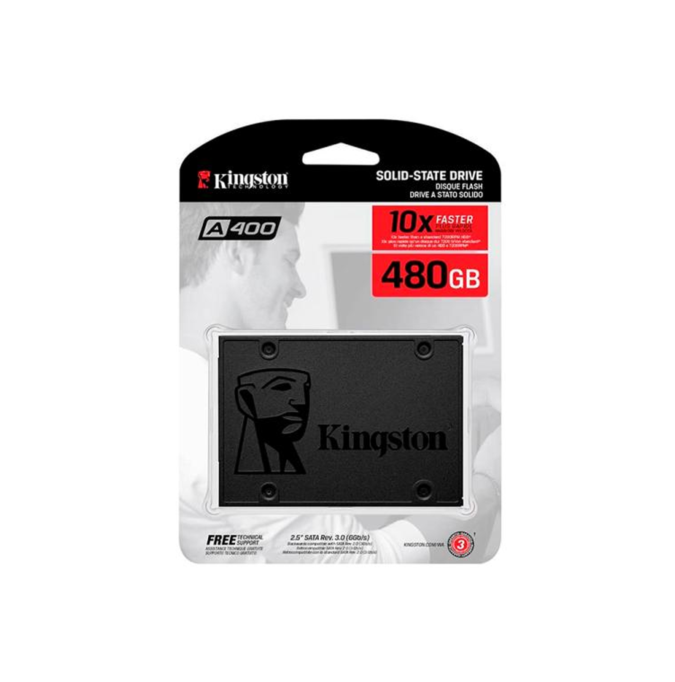 Disco estado solido externo 480GB 2.5 SA400S37/480G Marca: Kingston