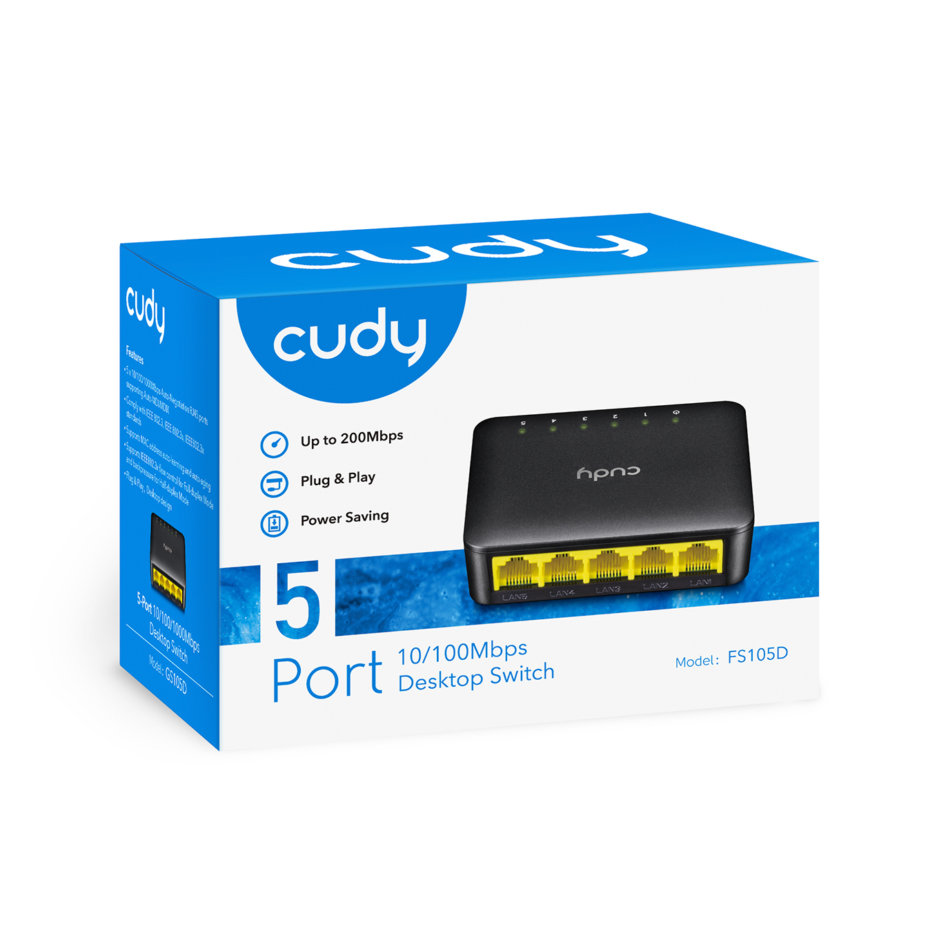 Switch de 5 puertos 10/100 MBPS Desktop FS105D Marca: CUDY