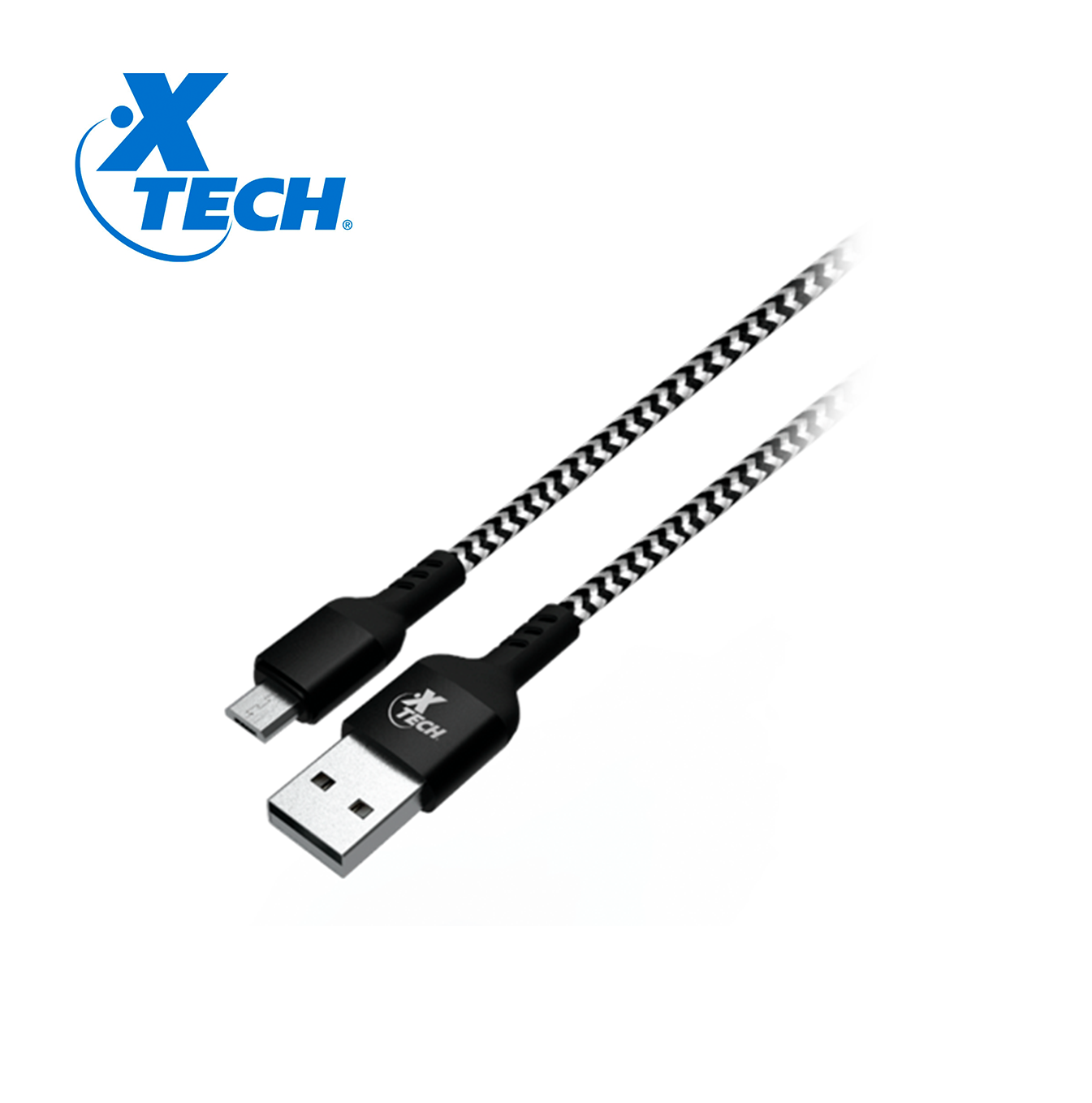 Cable trenzado USB 2.0 macho A a micro-USB macho B 1.8M blanco y negro XTC-366 Marca: Xtech