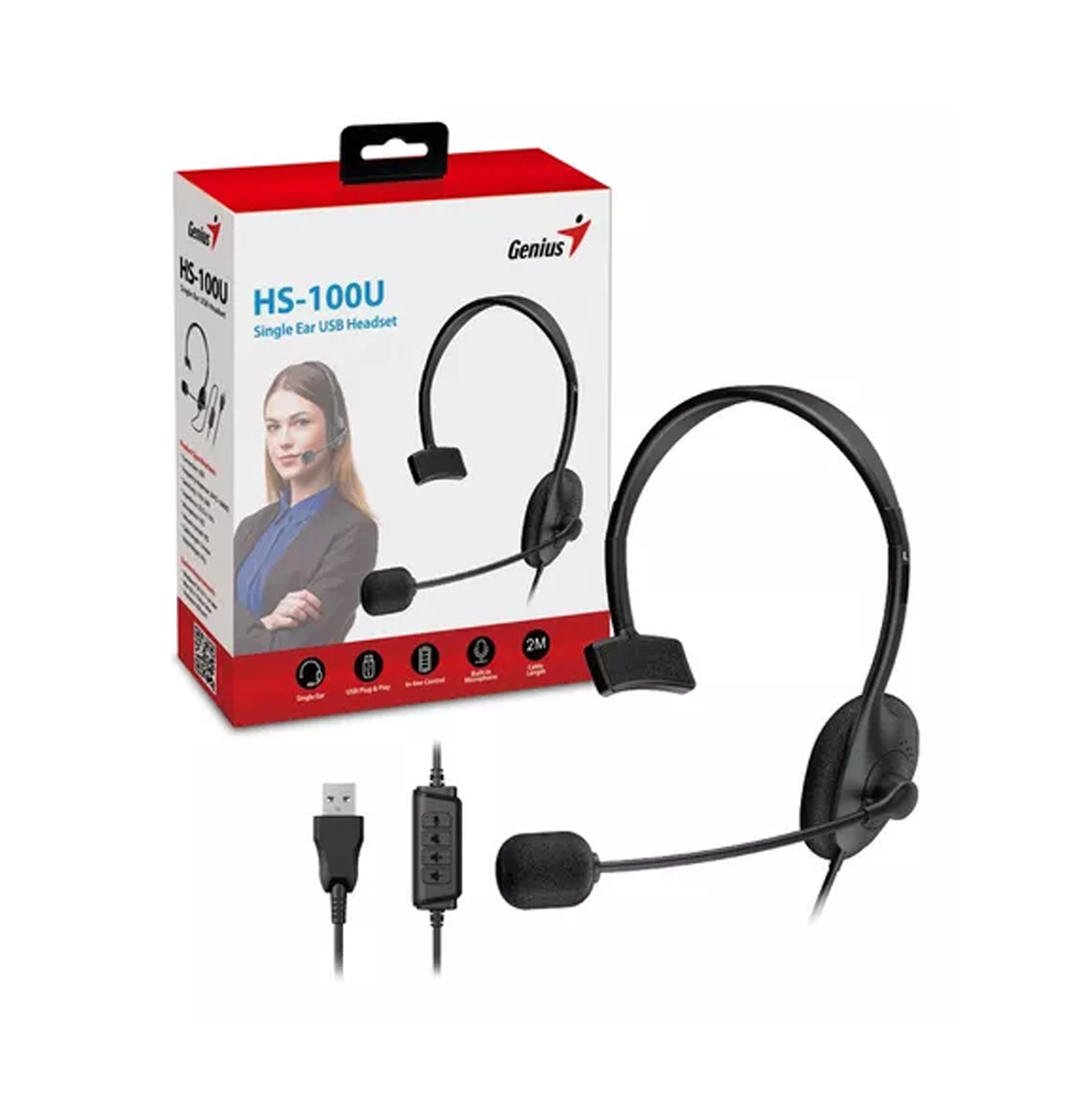 Headset HS-100U USB negro 31710027400 Marca: Genius