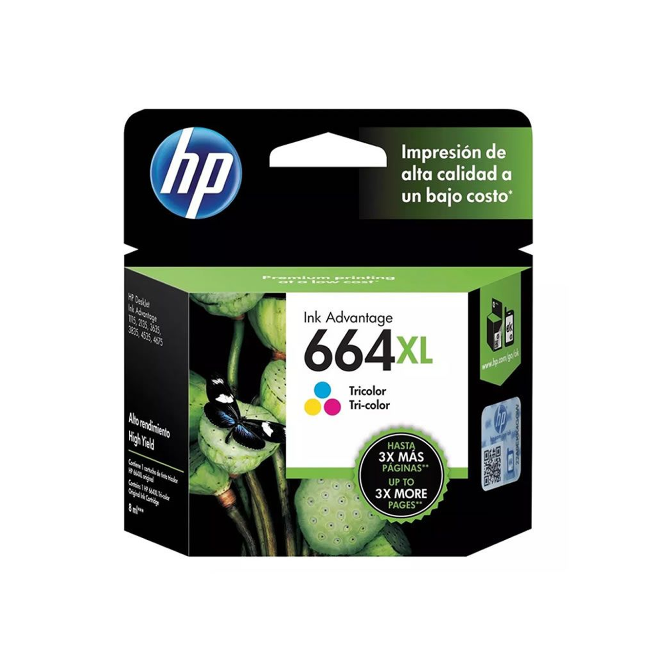 Tinta 664XL color 330PGS F6V30AL Marca: HP